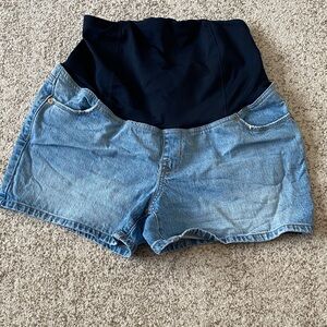 Isabel Maternity by Ingrid & Isabel Light Blue High Waist Shorts